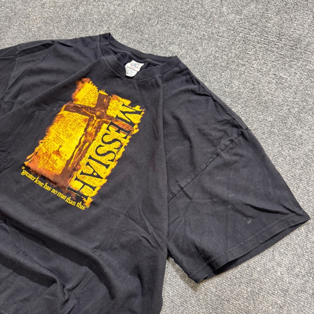 VTG Jesus T-shirt Men's 3XL Black Delta Pro Messiah Scripture T 90s Y2K